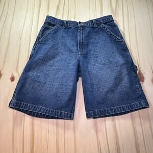 VTG Y2K Canyon River Blues Baggy Faded Carpenter Jean Shorts Jorts Mens Size 33